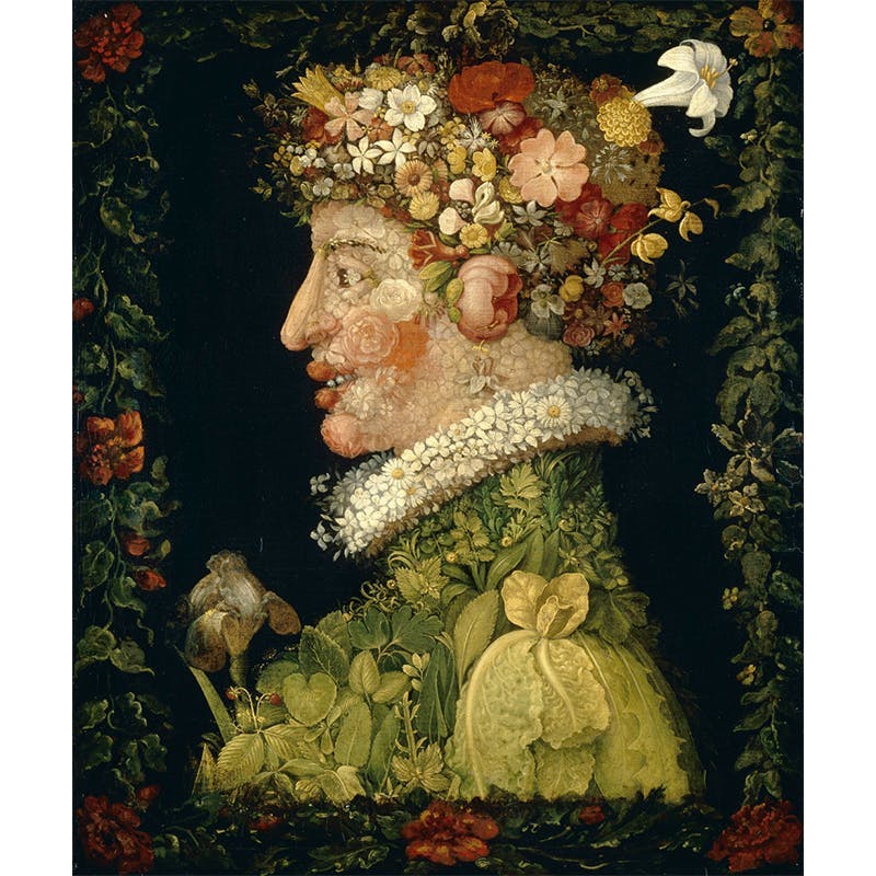 Giuseppe Arcimboldo (1527-1593), The Spring, 1573, oil on canvas, 76 x 64 cm, Louvre Museum, Paris. Public domain image