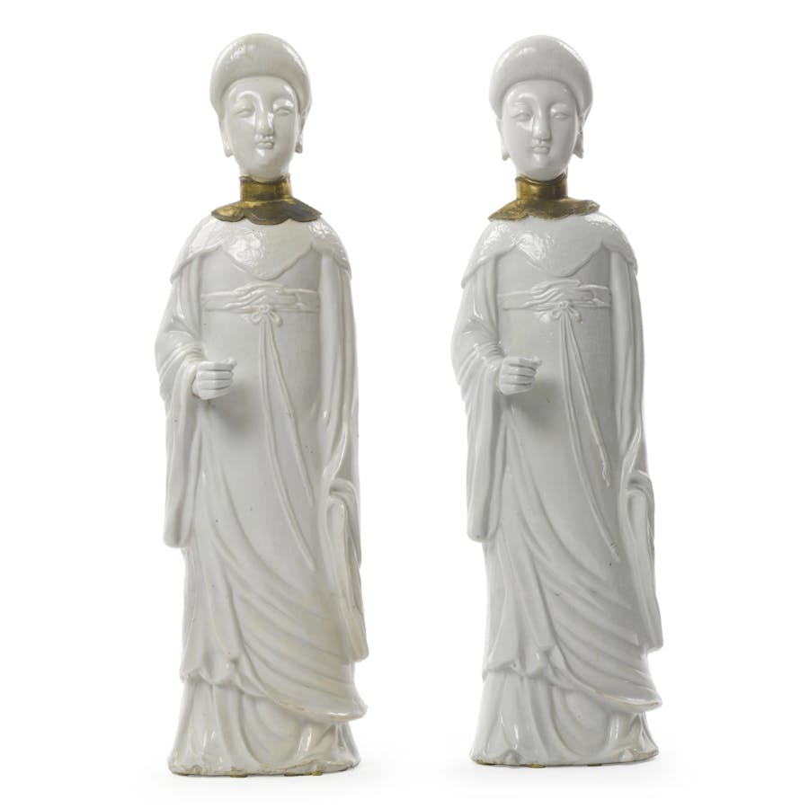 A pair of large ‘blanc-de-Chine' figures of ladies 18th/19th century. Image © Sotheby’s 
