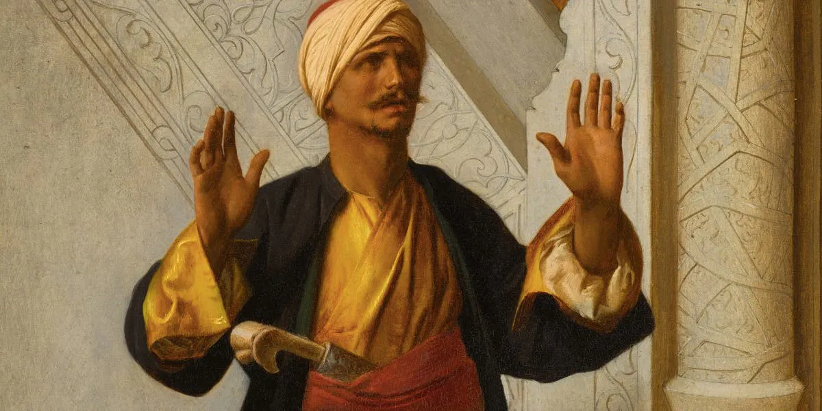 Jean-Léon Gérôme (1824-1904), At Prayer, 1858, oil on canvas, signed and dated, 34.5 x 25, framed. Image © Sotheby's (detail)