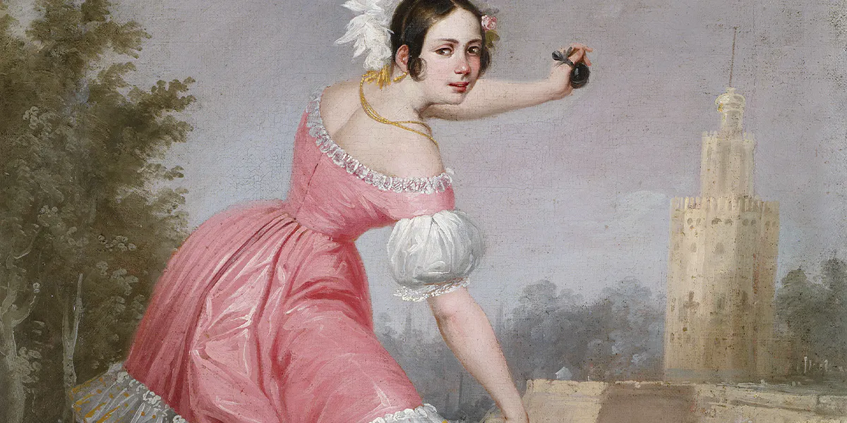 Antonio Cabral Berajano, Die Bolero-Tänzerin, 1842, Öl/Lwd. Foto gemeinfrei (Detail)