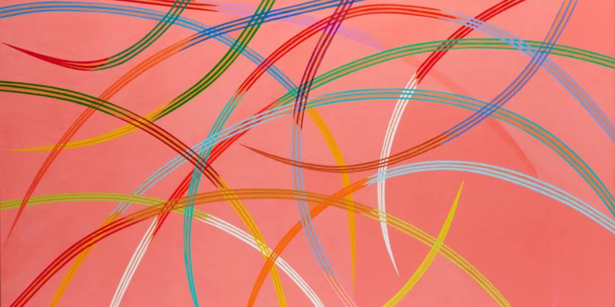Piero Dorazio, "Bisticcio", 1997, verso signiert, betitelt und datiert mit der Inschrift "per Luisela & Enzo con auguri da todi", Atelierstempel auf Leinwand und Keilrahmen, ungerahmt | Foto: © Millea Bros (Detail)