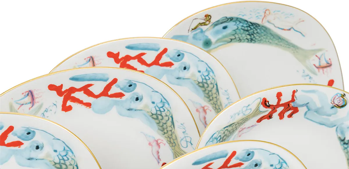 Salvador Dalí für Schirnding/Bavaria, Speise-, Kaffee- und Teeservice "Sirenas peinadas con coral y hormiga" für 12 Personen, Porzellan, Nr. 520/1000, 1978 | Foto: © Eppli (Detail)