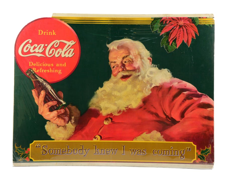 Grande insegna in cartone Babbo Natale del 1940. Immagine © Morphy Auctions