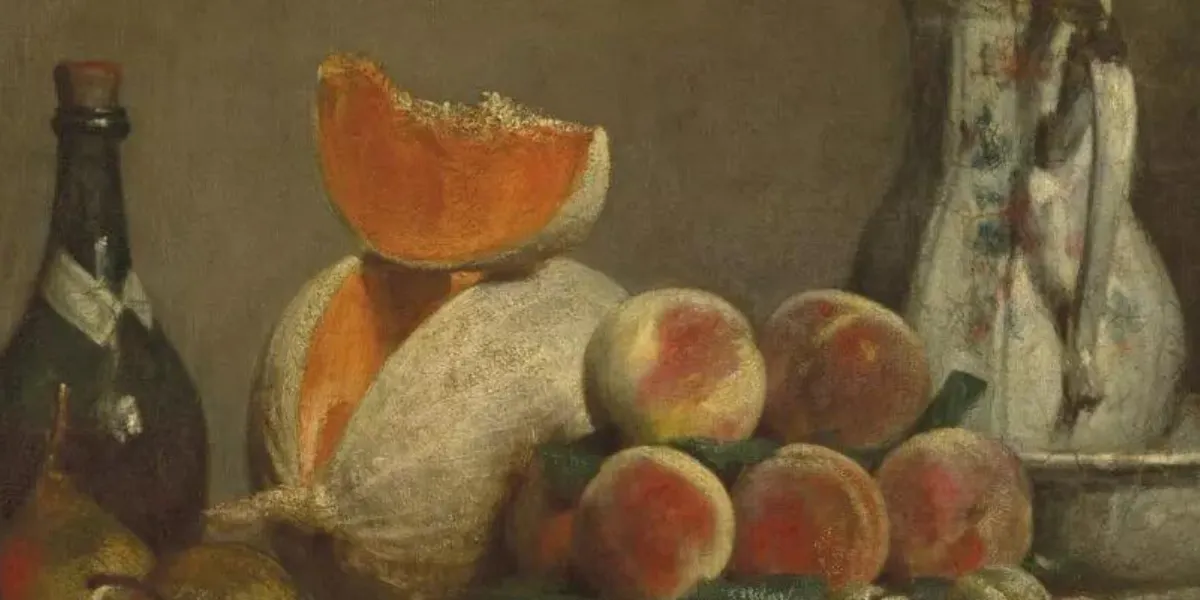 Jean Siméon CHARDIN (Parigi 1699-1779), Le melon entamé, 1760, tela ovale, 57x52 cm Stima: 8.000.000-12.000.000 euro. Christie's (dettaglio)