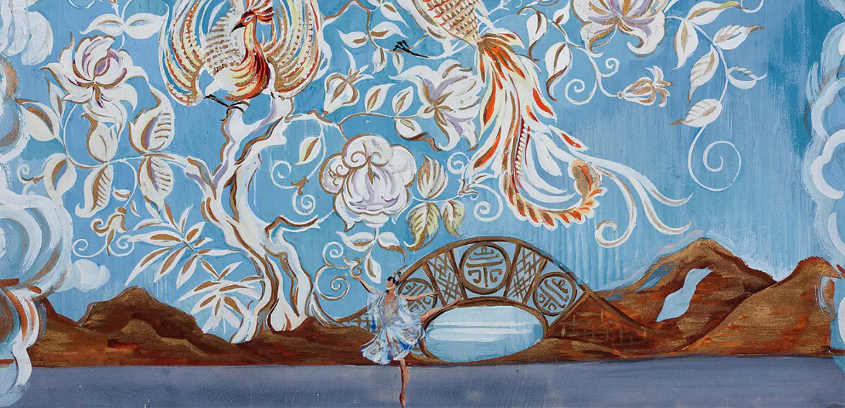 TATIANA GUÉORGUIÉVNA BRUNI. Paisajes con puente oriental y pájaros (detalle)