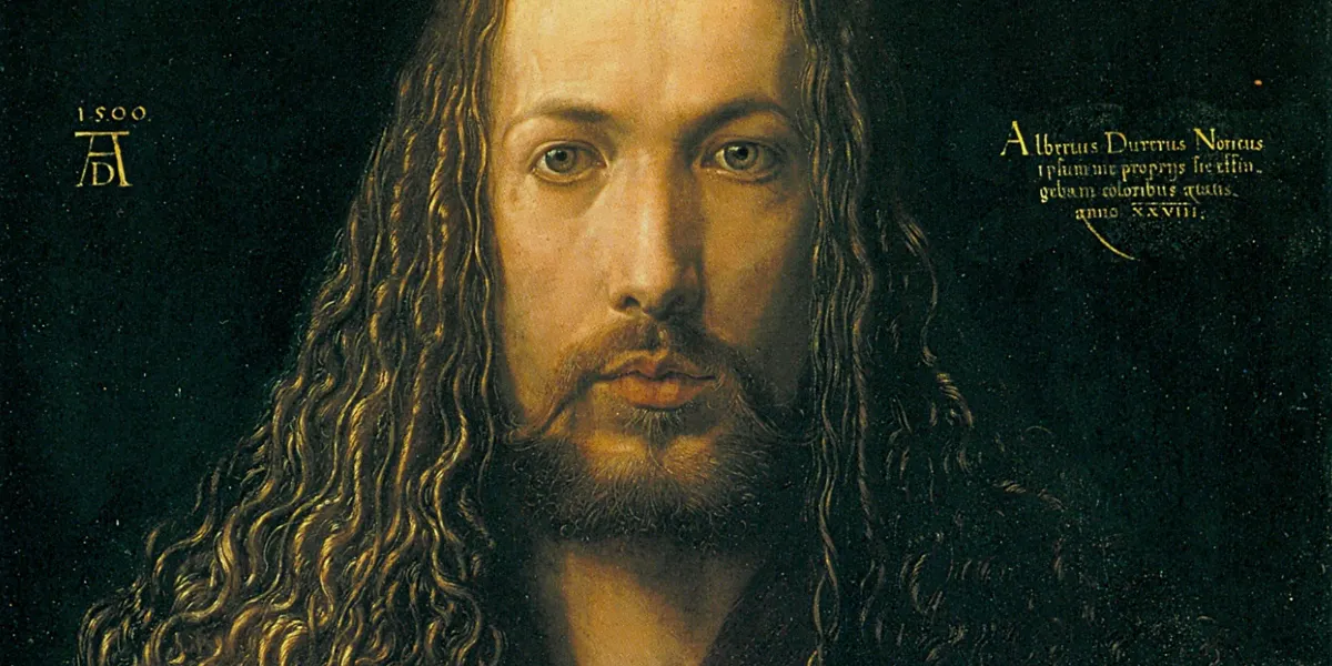 Albrecht Dürer, Autoportrait à la fourrure (détail), 1500, Alte Pinakothek, Munich, image Creative Commons