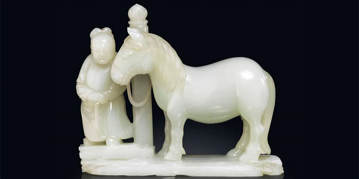 Schnitzerei aus Jade in einem zarten Seladon-Ton, 18./19. Jh. Foto © Christie's (Detail)