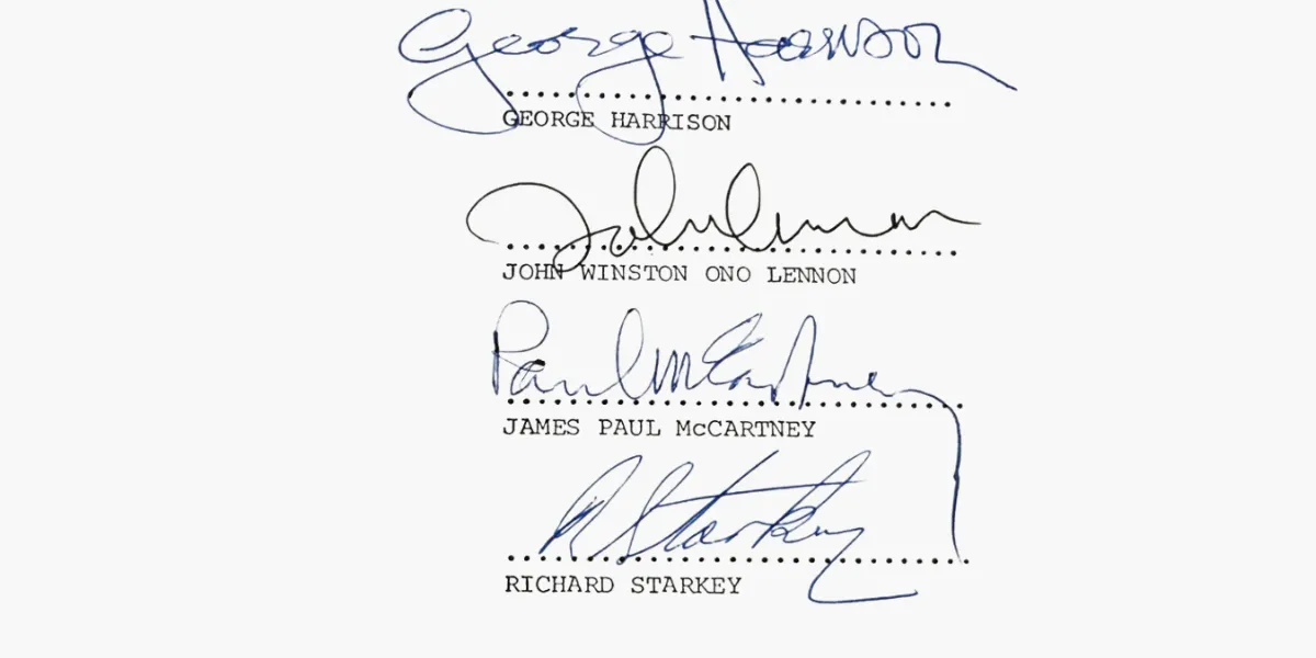Il documento che suggella lo scioglimento dei Beatles. Immagine © Gotta Have Rock and Roll (dettaglio)