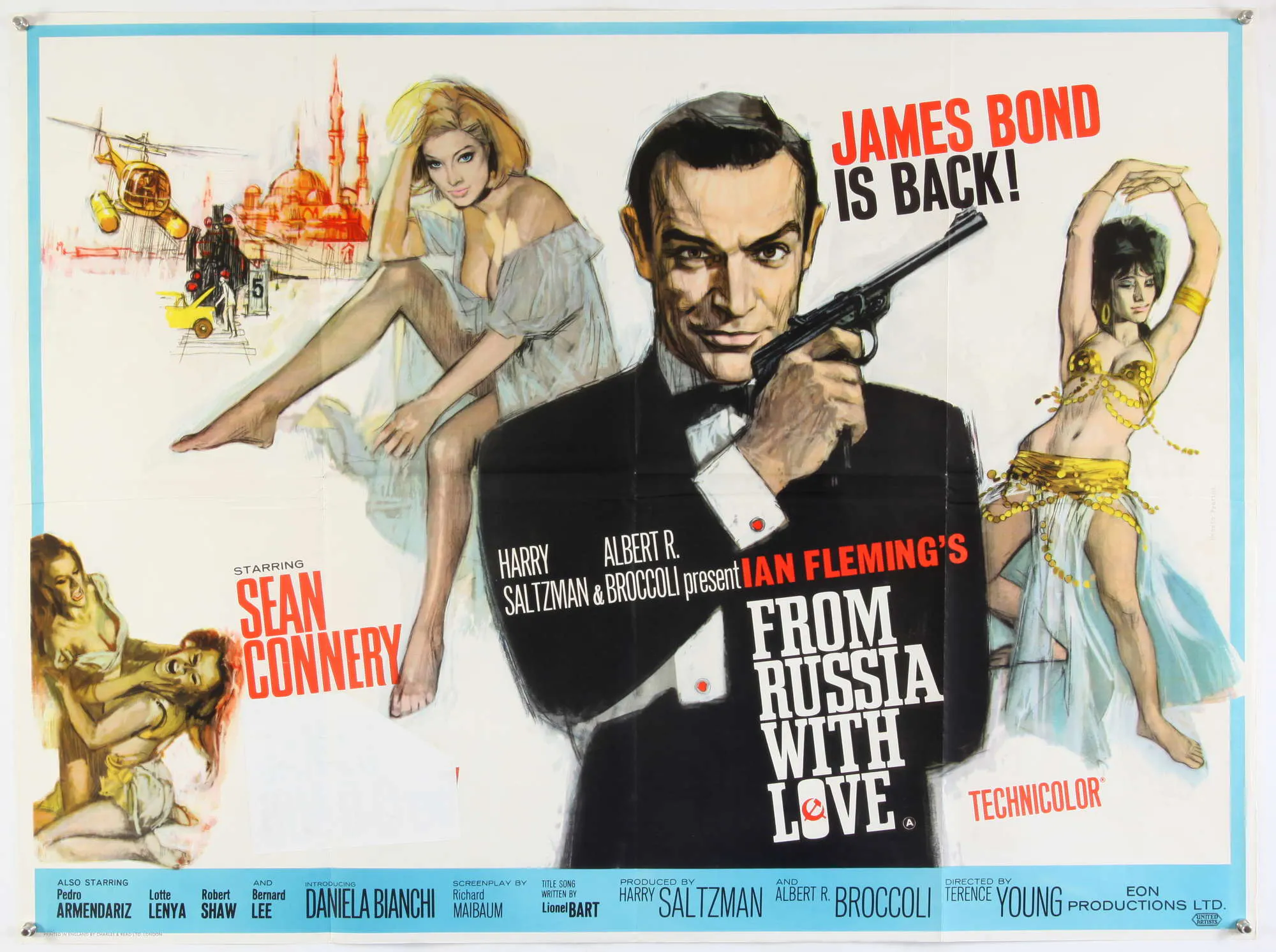 James Bond 'From Russia With Love' (1963), British Quad film poster, art by Renato Fratini, starring Sean Connery, United Artists, folded, 30 x 40 inches. Photo © Ewbank’s