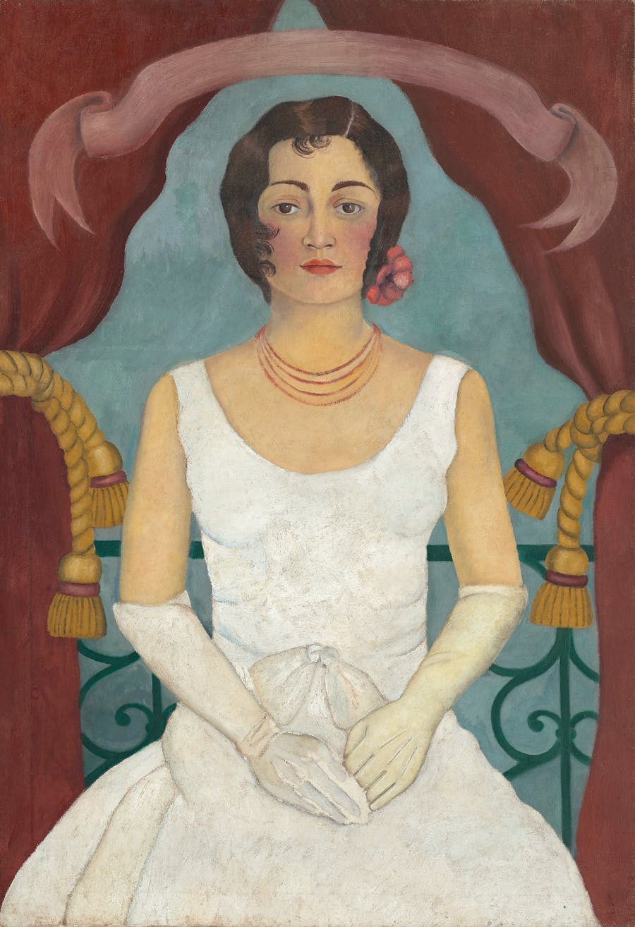 Frida Kahlo's oil painting 'Portrait of a Lady in White' from around 1929 was sold at Christie's on November 21, 2019 for £4.5 million. Photo: Christie's via Barnebys price bank