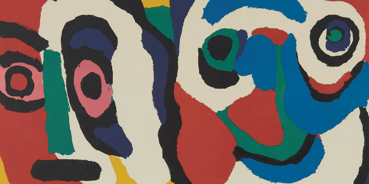 Karel Appel, komposition, litografi, 42/100, 52 x 67 cm. Foto © Blomqvist (detalj)