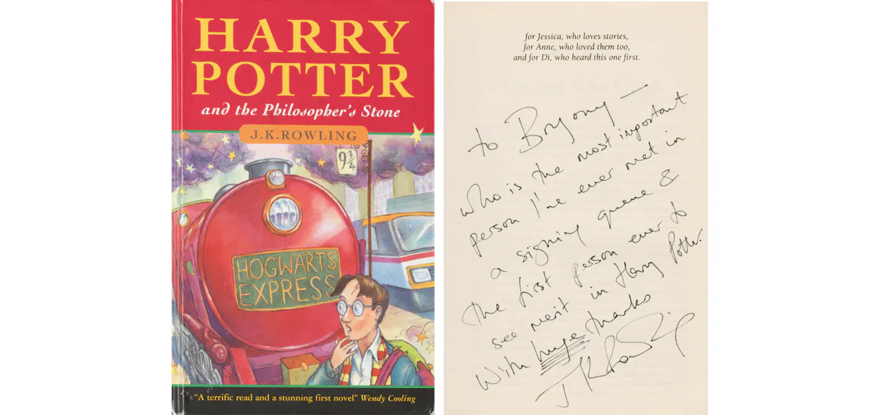 J. K. Rowling, ‘Harry Potter and the Philosopher's Stone’, First Edition, 1997 inscribed by the author, sold at Bonhams on 11 March 2020 for £118,000 after an estimate of £70,000-90,000. Photo © Bonhams