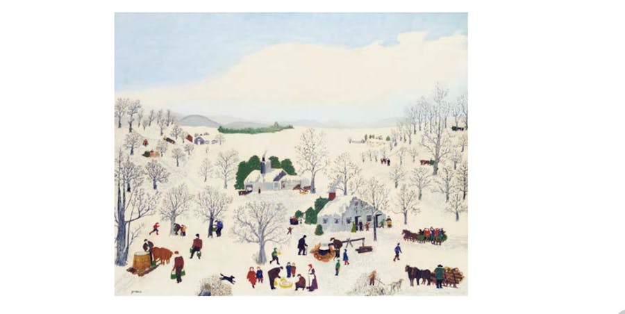 Anna Mary Robertson (Grandma) Moses, Sugaring Off. 1943, mixed media on canvas. Image © Christie's
