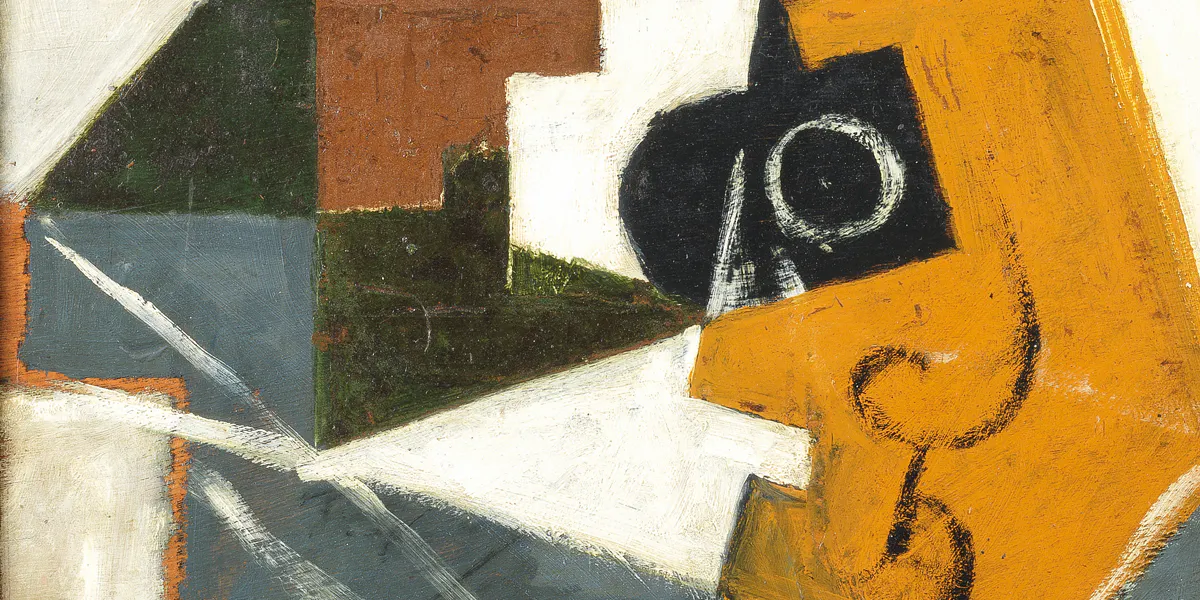 Juan Gris, Compotier et verre (détail), 1916, huile sur panneau, image © Marc-Arthur Kohn
