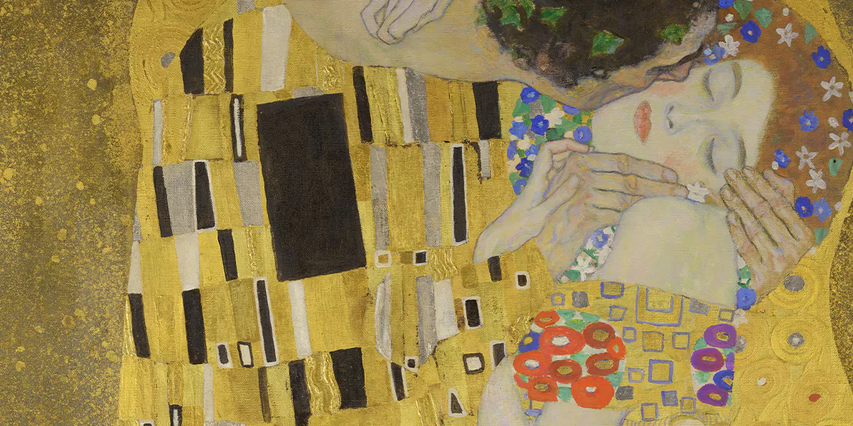 Gustav Klimt, Der Kuss, 1908/09, Österreichische Galerie Belvedere, Wien. Foto gemeinfrei (Detail)