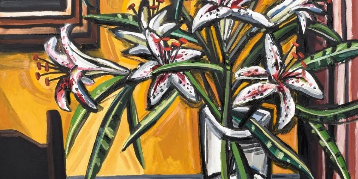 Large David Bates Painting, Floral Still Life. Image © Palm Beach Modern Auctions (detail)