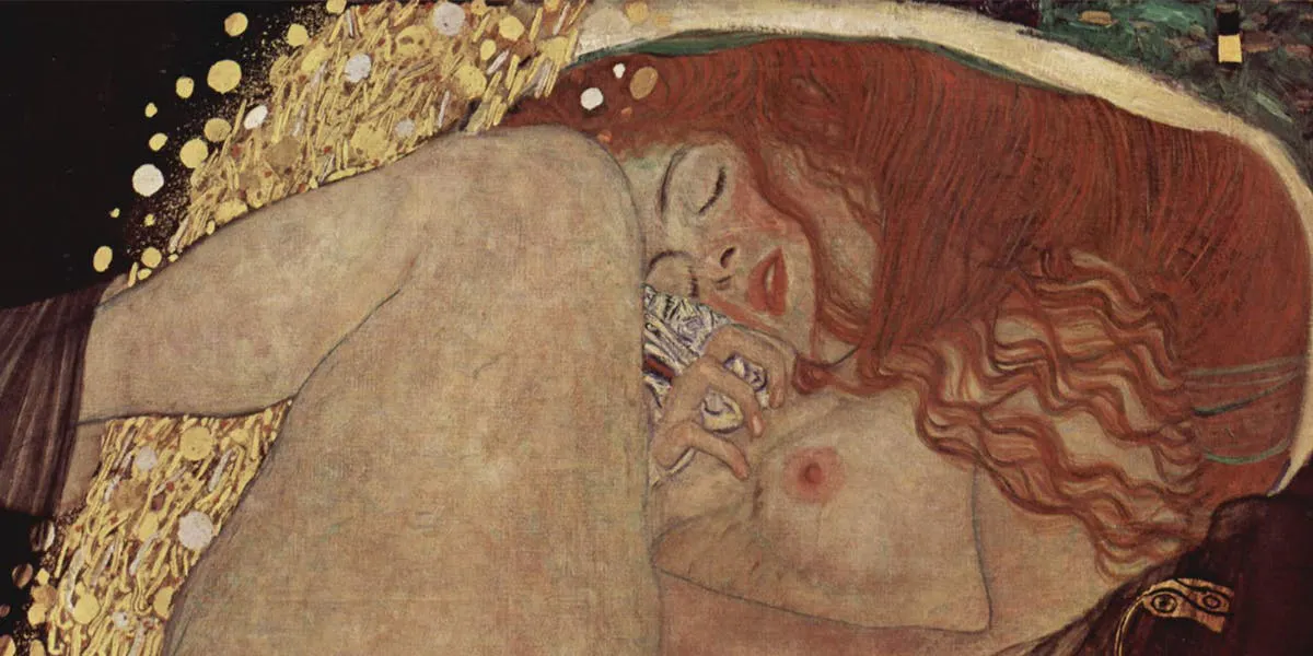 Gustav Klimt, ‘Danaé’, 1907-1908, olja på duk, 77 × 83 cm, Leopold Museum, Wien. Foto public domain (detalj)