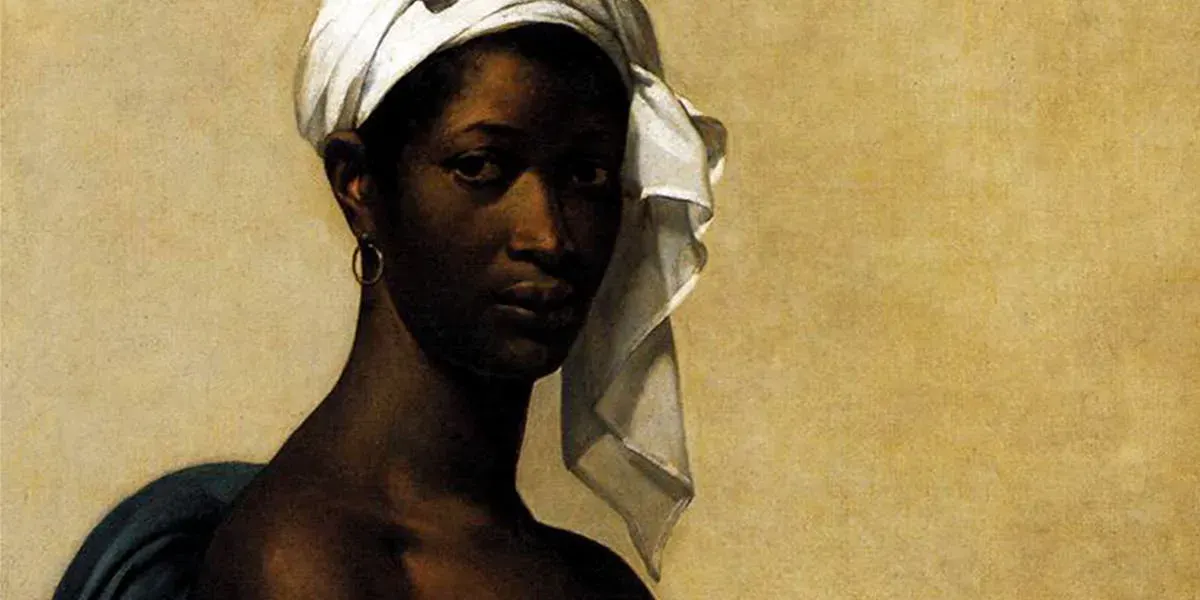 Marie-Guillemine Benoist, Portrait d'une femme noire, 1800, huile sur toile, 81 x 65 cm, Musée du Louvre, Paris (détail). Photo domaine public