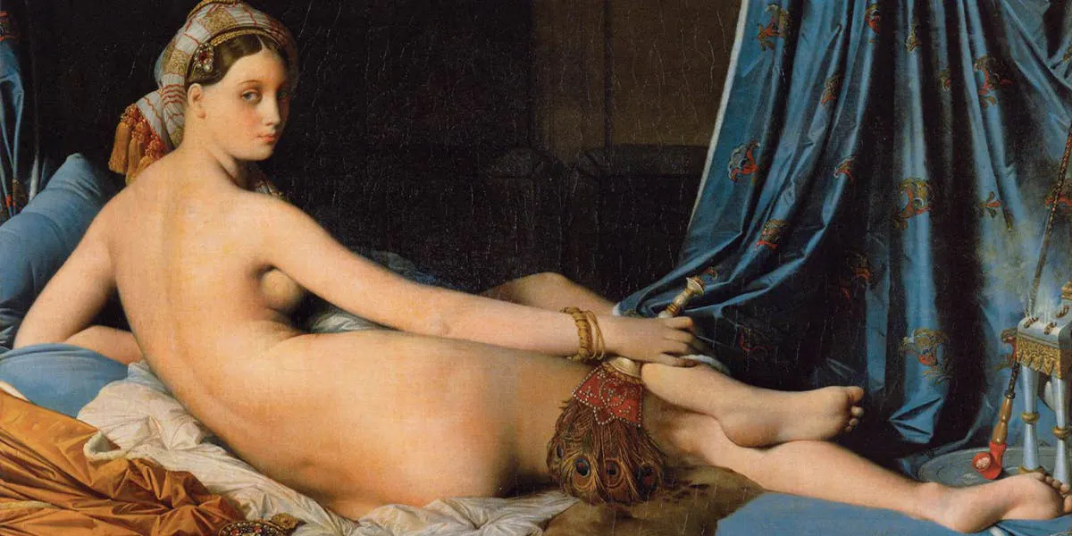 Jean-Auguste-Dominique Ingres, ‘Grande Odalisque, 1814, oil on canvas, 91 x 162 cm. Louvre Museum (detail). Photo public domain