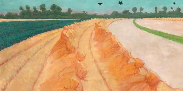 Vallotton, Félix. "Champ de blé, soleil couchant", 1910. Öl auf Leinwand, 54x73cm. 