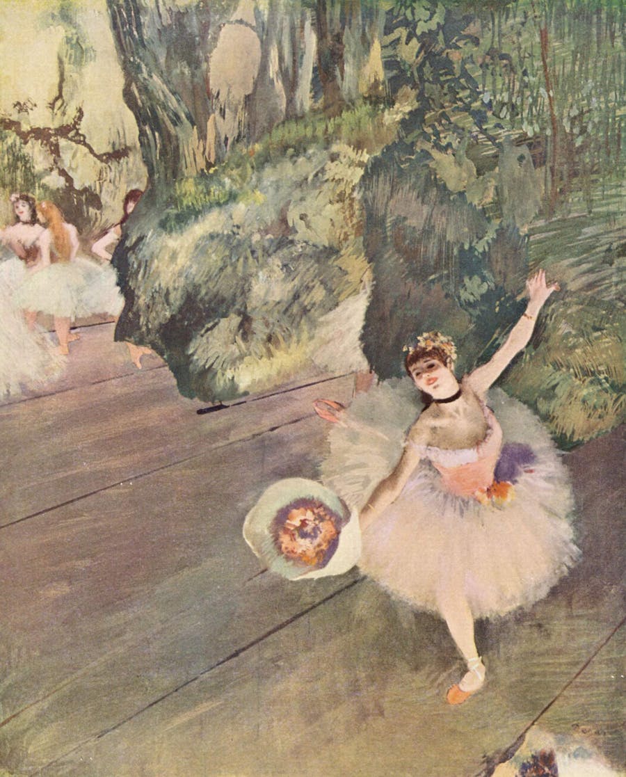 Edgar Degas, Dancer with a Bouquet of Flowers (Star of the Ballet) (also with ballerina Rosita Mauri), 1878. Image public domain