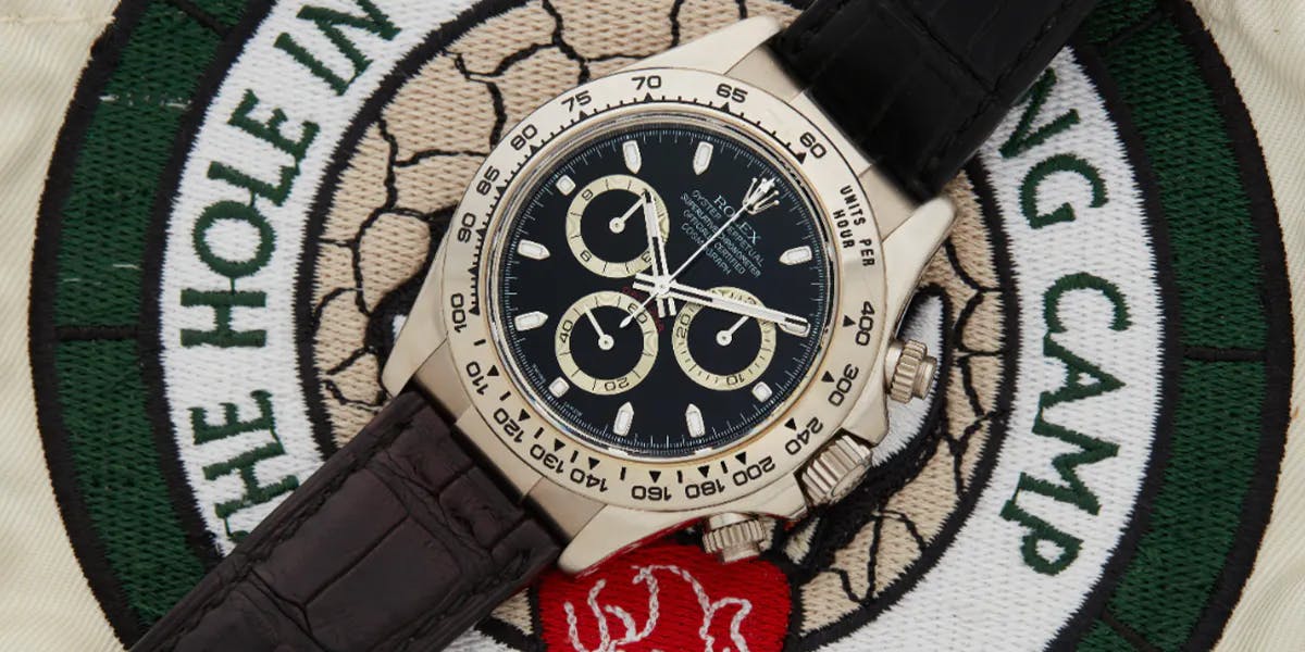 Rolex Reference 116519 Daytona. Orologio da polso cronografo automatico in oro bianco, circa 2006. Foto © Sotheby's (dettaglio)