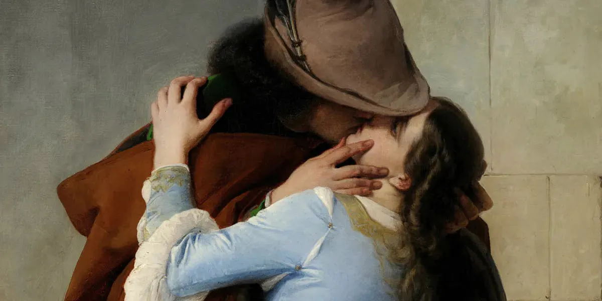 Francesco Hayez, 'El beso', 1859, Pinacoteca di Brera, Milano. Foto de dominio público (detalle)