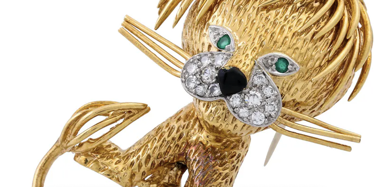 Broche Animalière Vintage Zèbre - Or émaillé Noir Avec Cristaux, Bijou Rétro Occasion