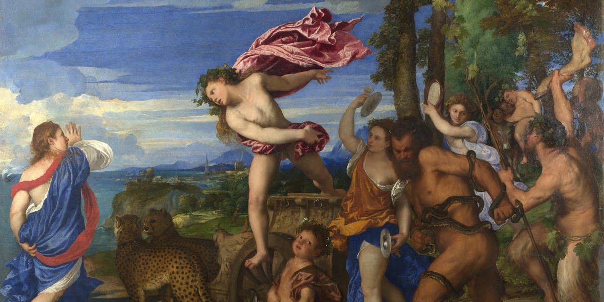 Titian, Bacchus and Ariadne (1522–1523), oil on canvas. National Gallery, London. Photo in the public domain (detail)