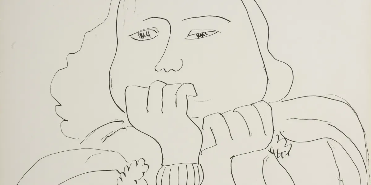 Henri Matisse (1869-1954), "Portrait de Monique Bourgeois", Tinte auf Arches-Papier, signiert und datiert Henri Matisse 12/42, 52,7 x 40,5 cm. Foto © Hallands Auktionsverk (Detail)