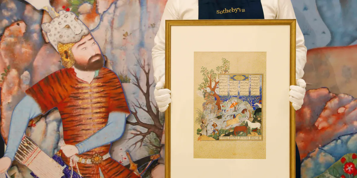 Il folio da record dello Shahnameh di Shah Tahmasp, venduto per 8 milioni di sterline nell'ottobre 2022. Foto © Sotheby's