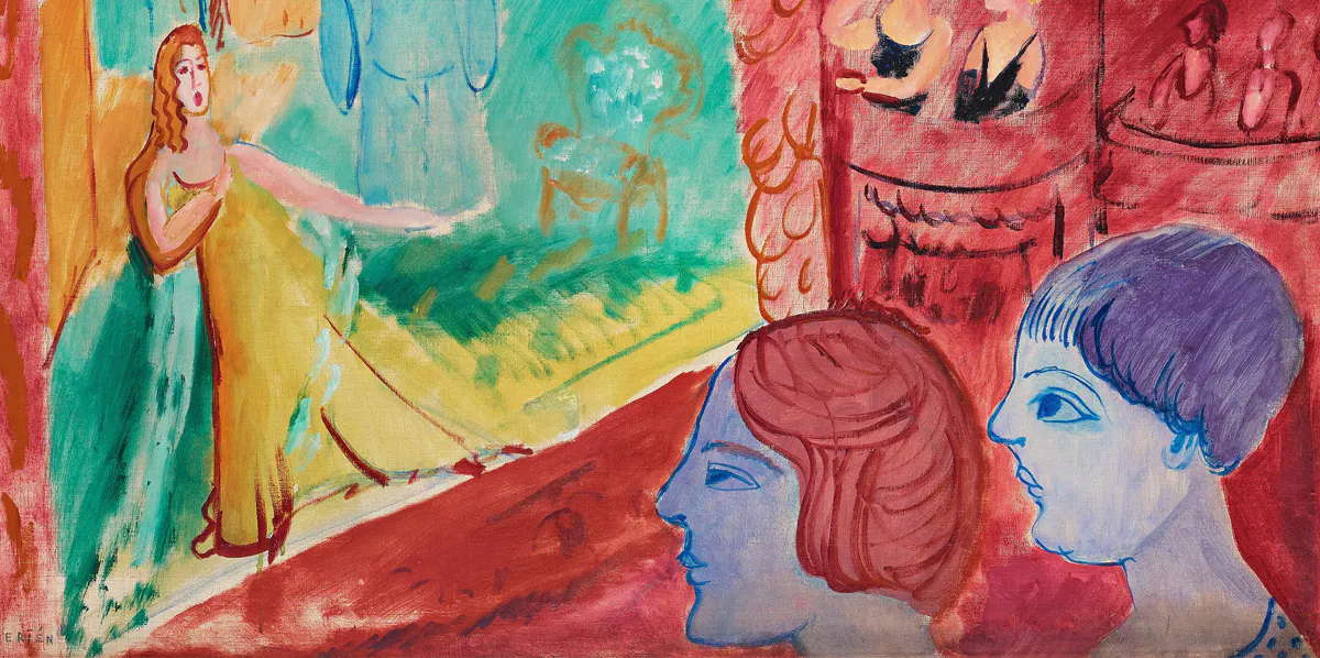 Sigrid Hjertén, 'Opera', signerad Hjertén, olja på duk, 73 x 100 cm (detalj). Foto: Bukowskis