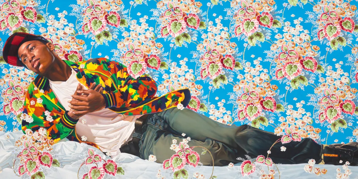 Kehinde Wiley, Christian Martyr Tarcisius, olio su tela. 213 x 459 cm (83 7/8 x 180 3/4 in.) Dipinto nel 2008. Immagine © Phillips (dettaglio)