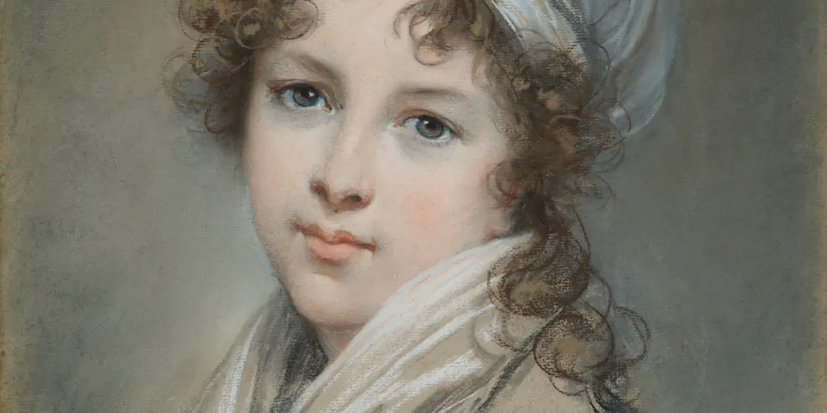 Élisabeth Louise Vigée-Lebrun (1755-1842), Autoritratto in costume da viaggio, pastello, 48 x 37,5 cm. Foto © Sotheby's (dettaglio)