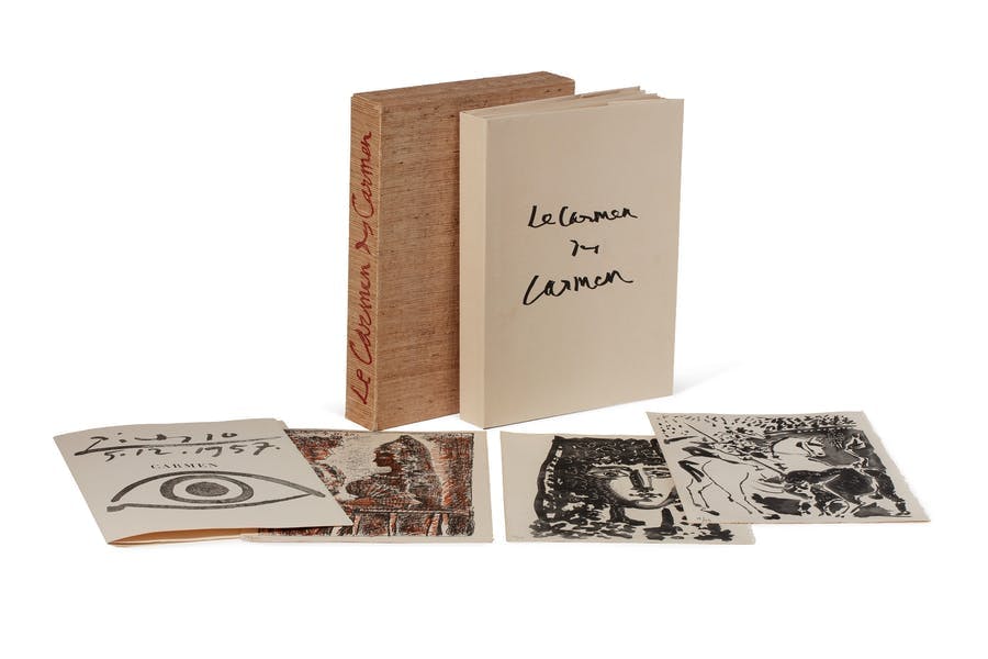Pablo Picasso, “Le Carmen des Carmen, Prosper Mérimée, Louis Aragon”, 1964, work including a colour lithograph, a drypoint and three aquatints. Photo © Rossini
