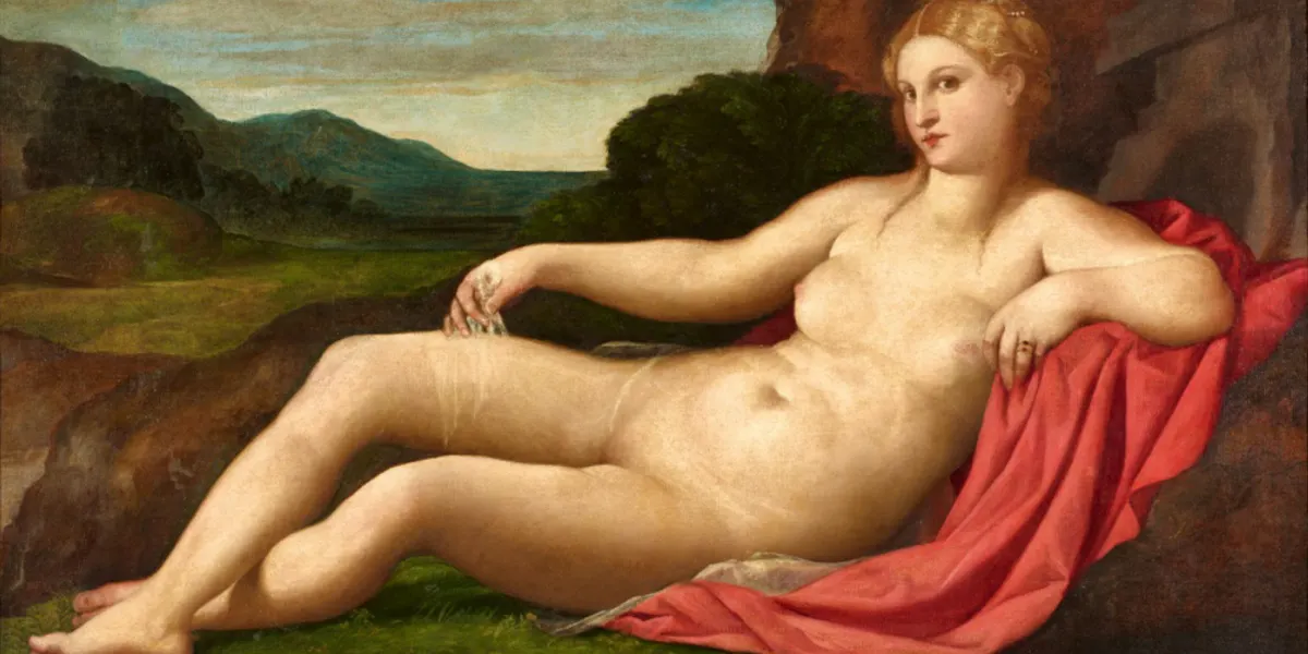 Jacopo Negretti, dit Palma Vecchio, Vénus allongée dans un paysage, huile sur toile, 112 x 165 cm (détail). Photo © Lempertz