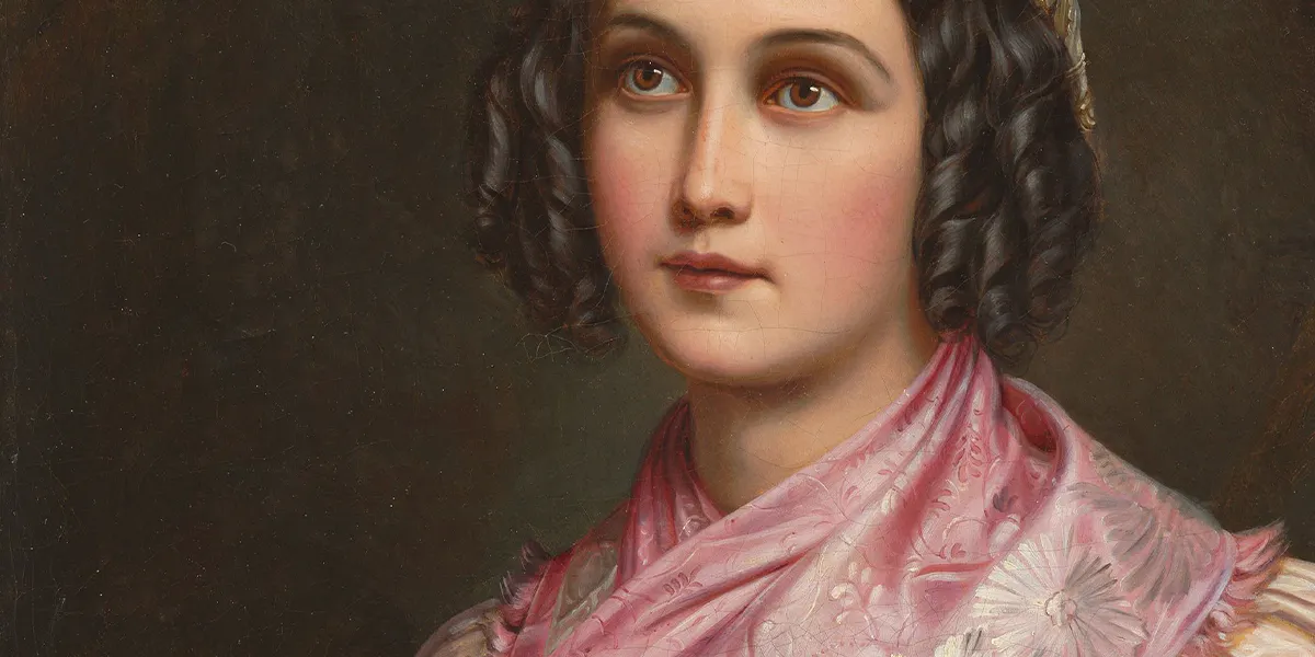 Joseph Karl Stieler (1781 Mainz - 1858 Monaco), Helene Sedlmayr, 1831/34 circa, olio/pittura, 71,7 x 58 cm. Foto © Grisebach (dettaglio)