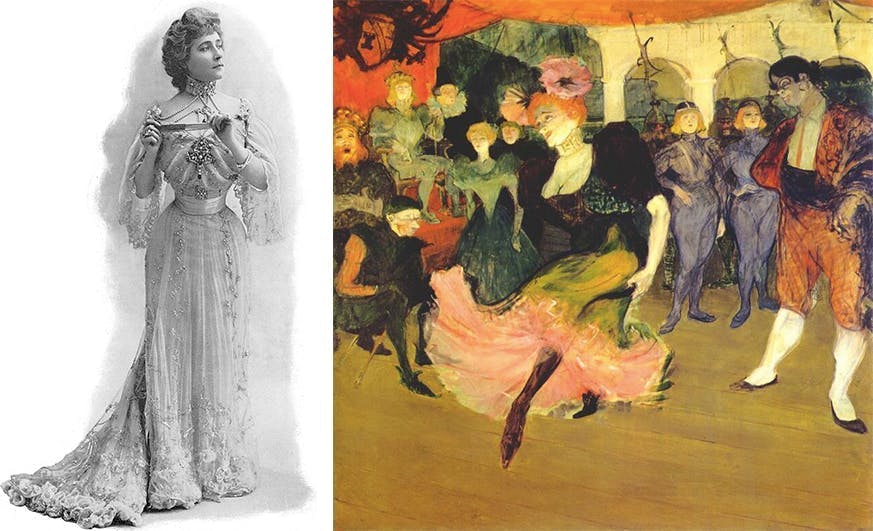 Gauche : Marcelle Lender 1901 / Droite : Henri de Toulouse-Lautrec, Marcelle Lender danse le Boléro dans « Chilpéric », 1895-1896, images CCØ
