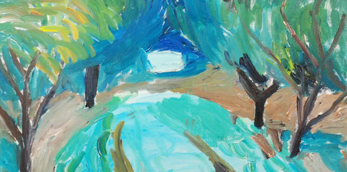 Thage Nordholm (1927-1990), 'Huset u trädgården', signerad, olja på duk. Foto: Kanonauktioner (detalj)