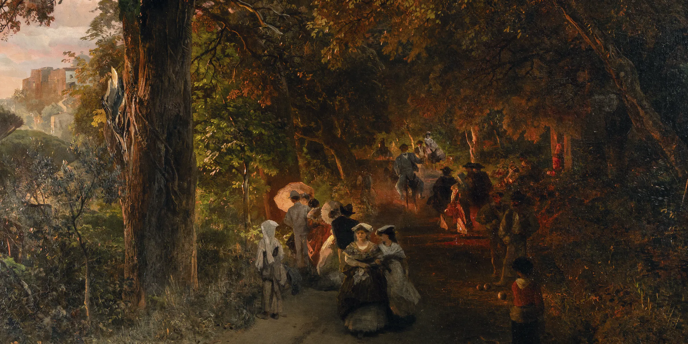 Oswald Achenbach (1827 Düsseldorf 1905), Auf dem Weg nach Castel Gandolfo, 1875, signiert und datiert, Öl/Lwd., 91 x 135 cm. Foto © Kunstauktionshaus Schlosser (Detail)