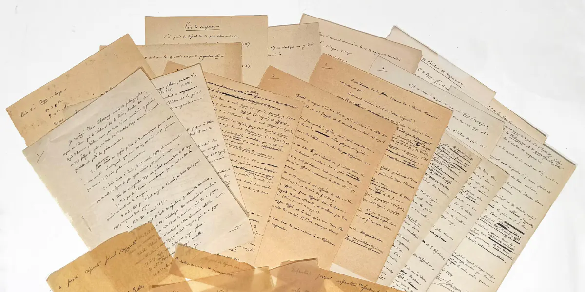All the documents in the Charavay dossier. Image © Manhattan Rare Book Company (detail)