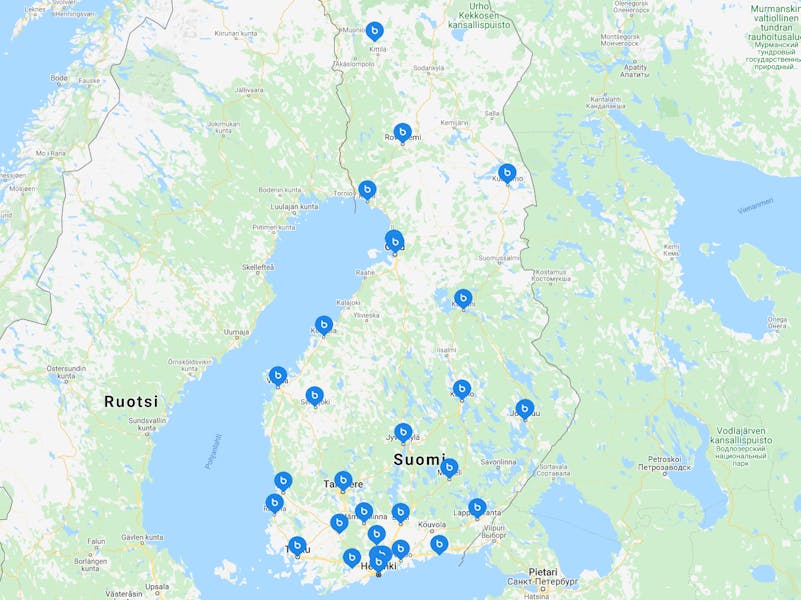 Baronan toimistot Suomen kartalla