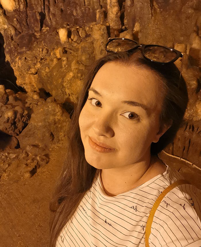 Stefani exploring caves on one of her vacations Stefani exploring caves on one of her vacations