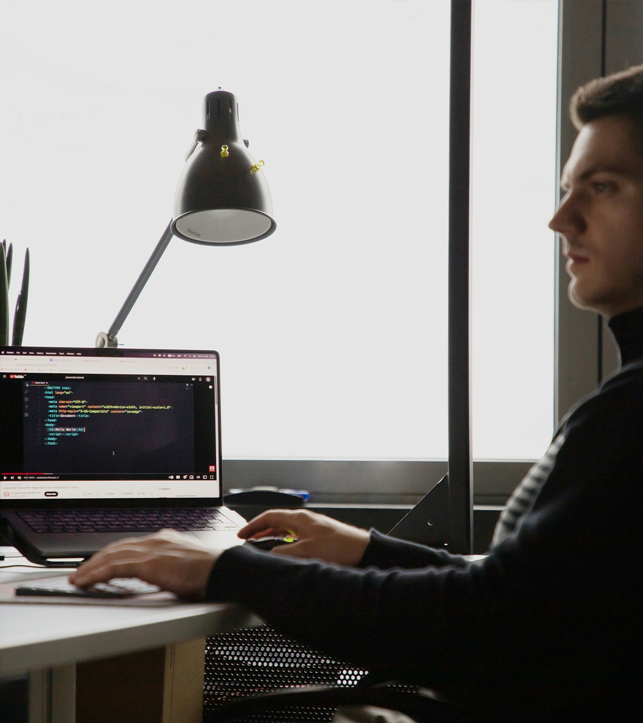 Developer at his computer Developer at his computer