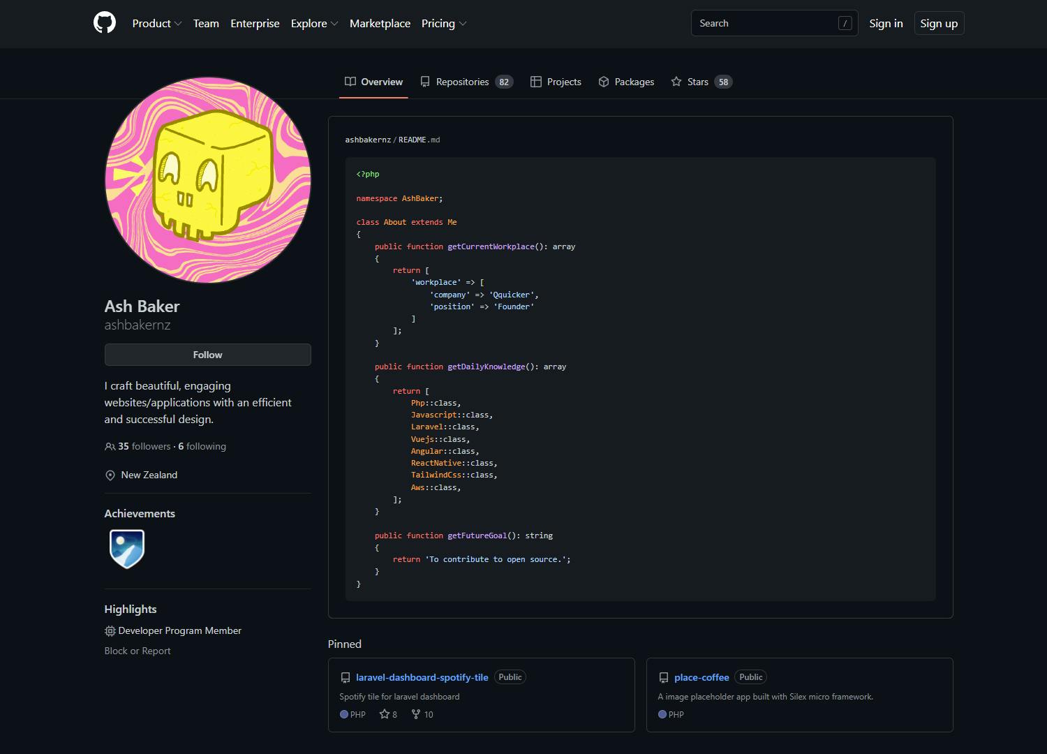 Ash Baker's GitHub profile