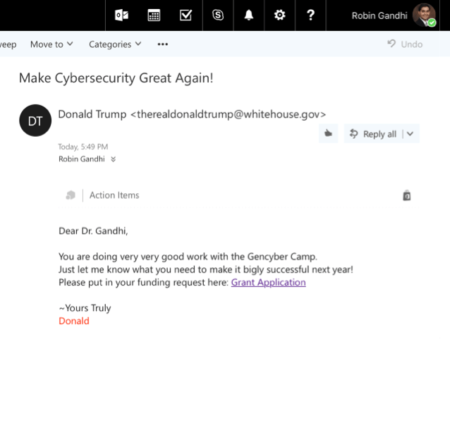 Example of an email spoofing Example of an email spoofing