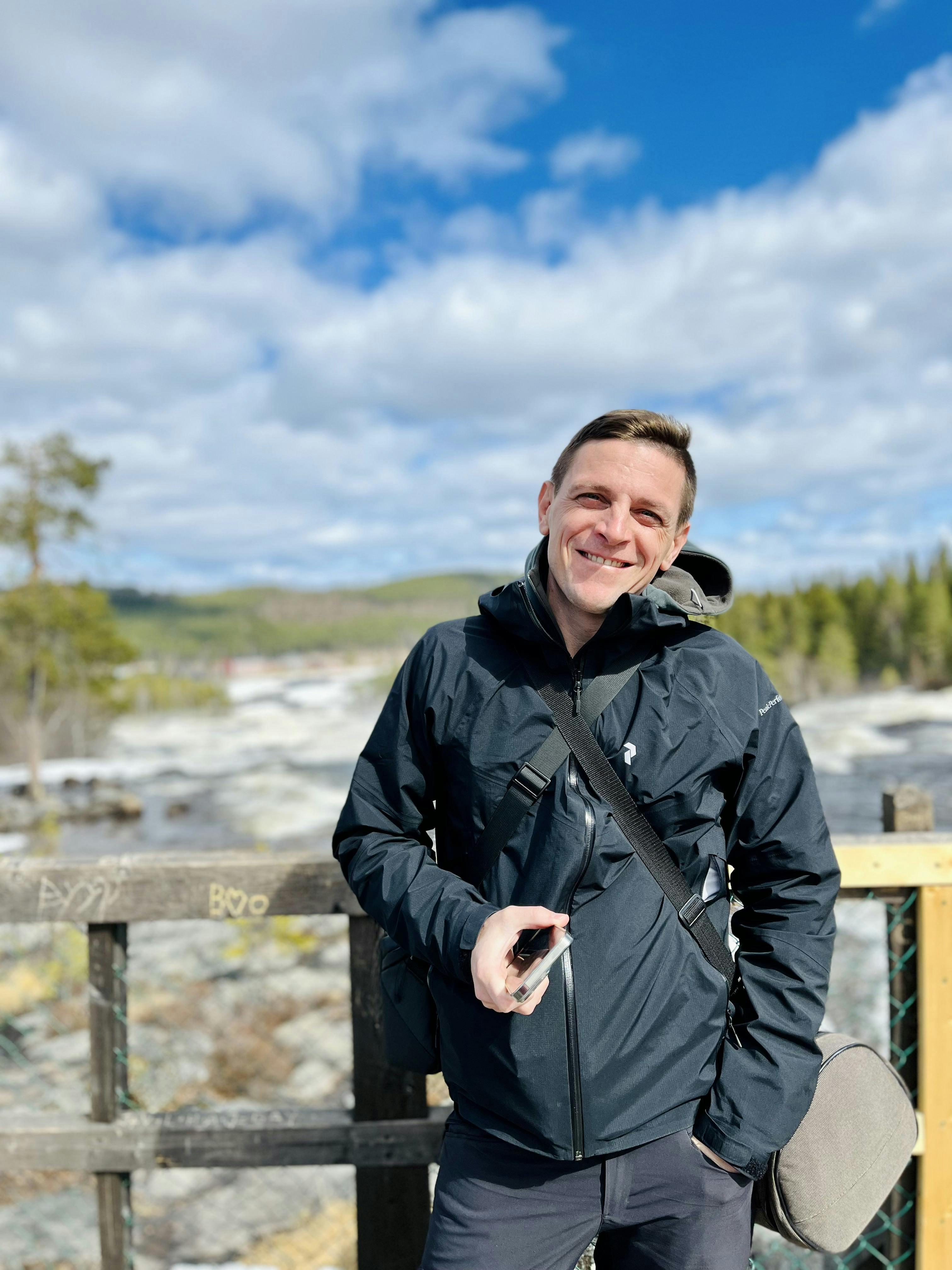 Slaven at the Storforsen waterfall Slaven at the Storforsen waterfall