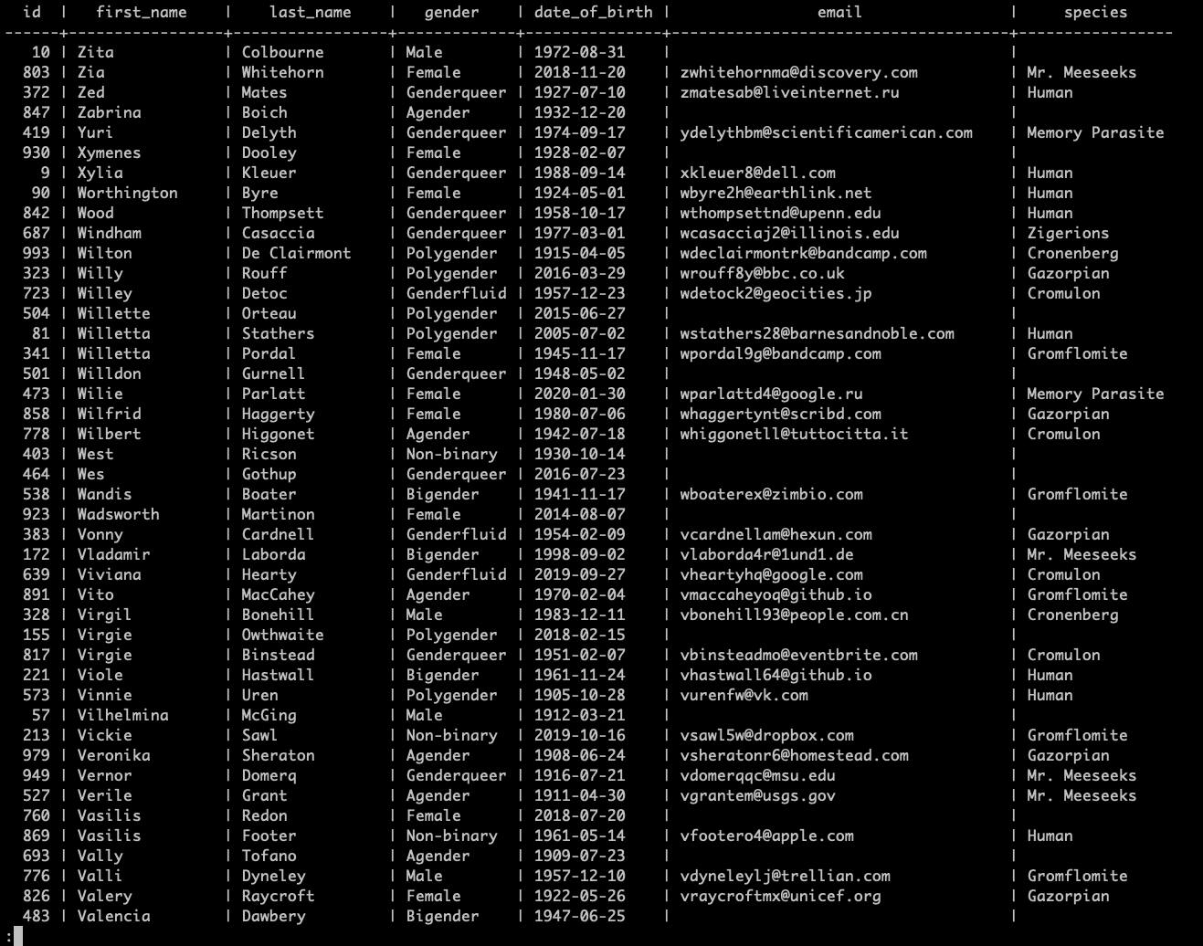 Select data with order