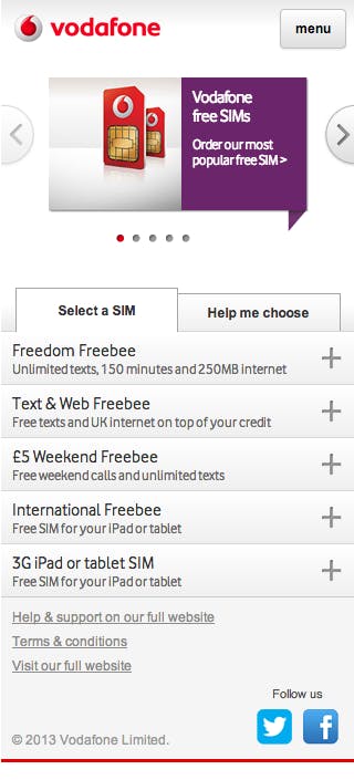 Vodafone Choice Smartphone