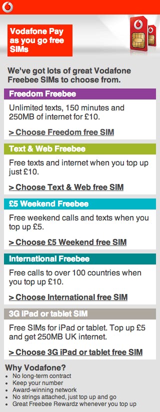 Vodafone Choice Feature Phone